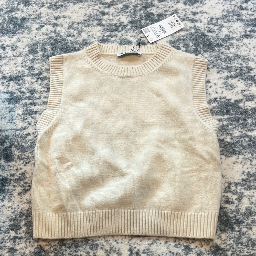 Zara Cream Sleeveless Sweater